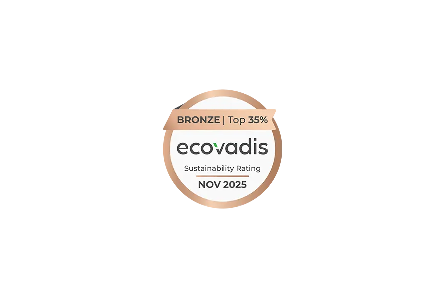The EcoVadis Sustainability Rating logo in Bronze. A round stamp/badge with the inscription 'BRONZE | Top 35%' and 'EcoVadis Sustainability Rating JUN 2024'.