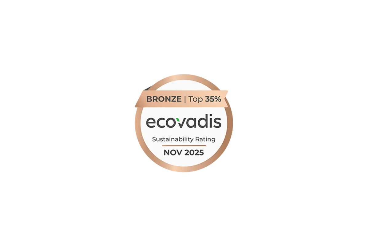 The EcoVadis Sustainability Rating logo in Bronze. A round stamp/badge with the inscription 'BRONZE | Top 35%' and 'EcoVadis Sustainability Rating JUN 2024'.